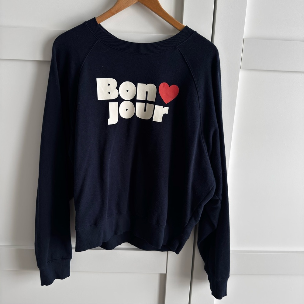 Old Navy Navy Blue 'Bonjour' Sweater